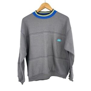 Vintage 90s Pacific Coast Highway PCH Mens Gray Sweatshirt Striped Collar Medium